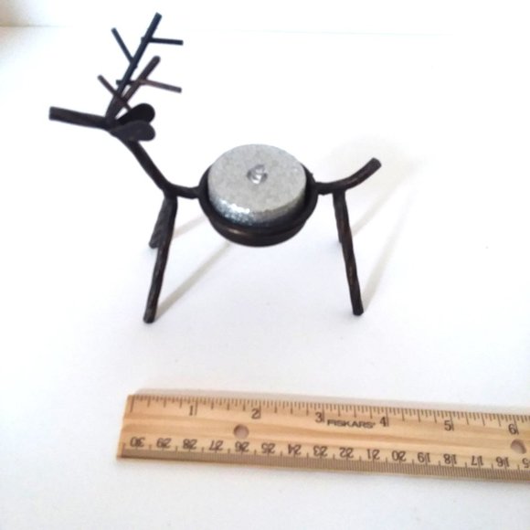 Reindeer Tealight Candle Holder Metal Rustic Cabin Holiday Winter Christmas Deco - Picture 6 of 6